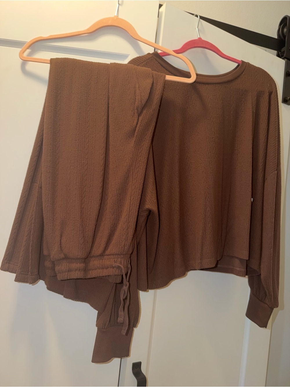 Adyson Parker Brown Ribbed Lounge Top & wide leg pant Set